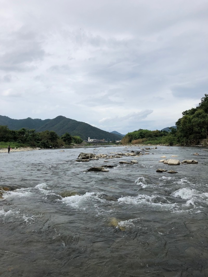 台風後の揖保川へ